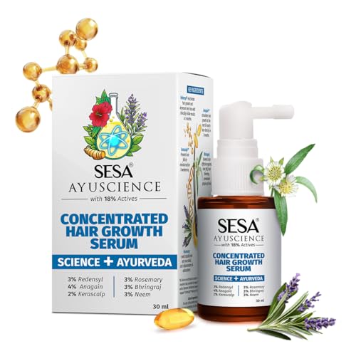 Sesa Ayuscience 3% Redensyl, 4% Anagain, 2% Kerascalp Hair Growth Serum With Rosemary, Bhringraj, Neem For Hair Growth Strengthens Roots Controls Hair Fall - 1 fl oz / 30 ml