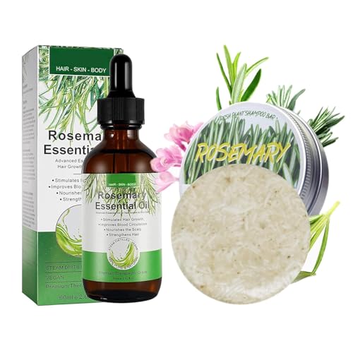 Hotiary Rosemary Hair Regrowth Shampoo Bar, Organic Rosemary Deep Cleansing Shampoo Bar & Serum Set for Hair & Scalp Hair Loss Solution