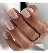 24Pcs Short Press on Nails Square Cute Fake Nails False Nails Full Cover Nails Press ons Short Na...