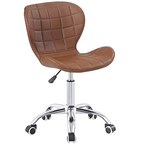 Charles Jacobs Swivel Office Chair with Chrome Base Wheels and Adjustable Height in Brown