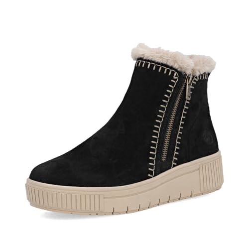 Bottines Remonte D3B70 pour femme en cuir noir confort