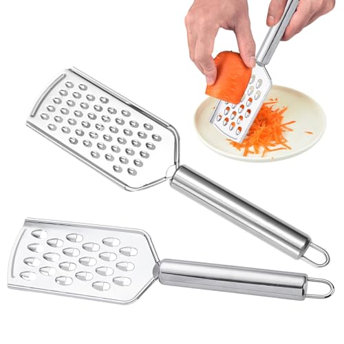 2Pcs Cheese Grater,Stainless Steel Hand Grater Lemon Zester,Multifunctional Grater for Kitchen with Handle,for Cheese Lemon Ginger Garlic Nutmeg Chocolate Vegetables Fruits Carrot Ginger