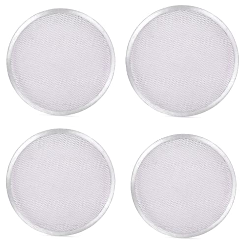 Image of Pizza Screen Aluminium Pizza Tray Screen for Commercial Use, Baking Net, Oven Baking Tray Round Plates (9 INCH Set of 4)