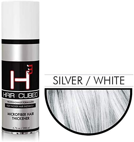 H3 Hair Fibers Hair Micro Fibers for Thinning Hair - 100% Undetectable & Natural, USA Patented Formula (Silver/White)