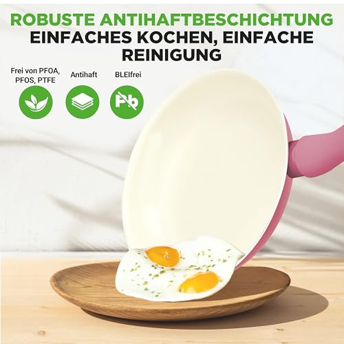 NutriChef Topfset & Pfannenset – 54-teiliges Antihaft-Kochgeschirr Blush Pink | Inkl. Küchenutensilien, Backblech, Messer | Für Induktion… – Ansicht 3