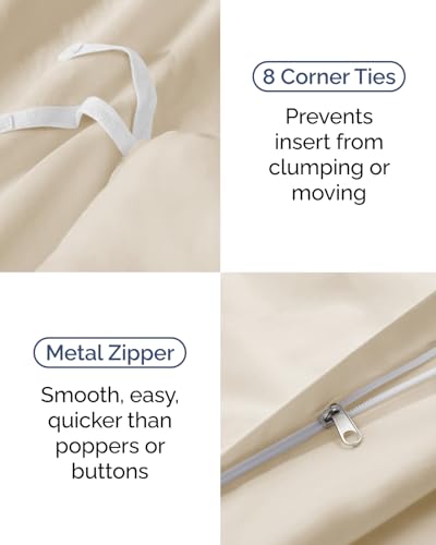 Image of Duvet Cover Twin /Twin XL Size Set - Extra Soft Twin /Twin XL Duvet Cover 68 inch x 90 inch with 1 Pillow Sham for Women, Men, Kids & Teens - Comfy, Easy-Care & Fade Free w / Zipper Closures & Ties (Off White)