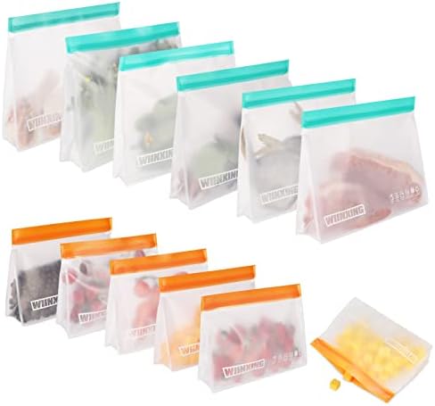 Reusable Storage Luggage – 12 Pack Stand Up Leakproof Freezer Bag(6 Sandwich Luggage + 6 Snack Luggage) Lunch Luggage for Meals Storage Residence Group Traval & Make-up BPA FREE
