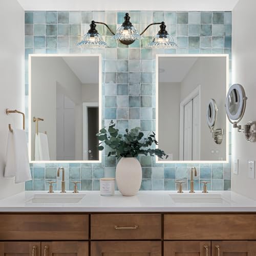 Image of XIEDUN Blue and Black 3 Light Vanity Light Bathroom Vanity Light Fixture