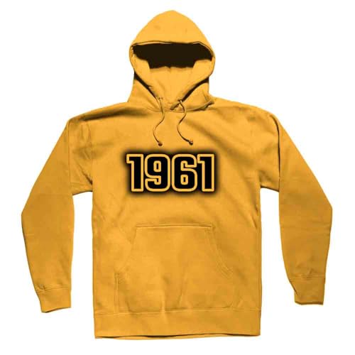 Sweat à capuche 1961 unisexe jaune d'or en coton confortable