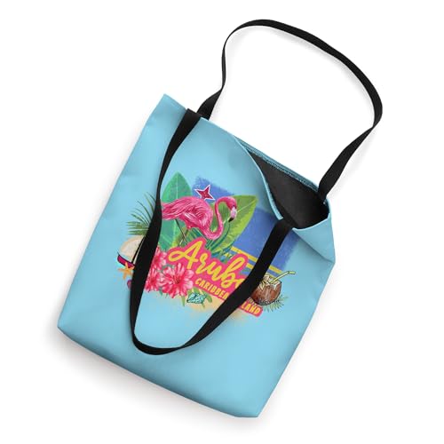 Bolso tote vintage de recuerdo de la isla caribeña Aruba con flamenco miniatura 2