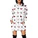 Mingfa.y Valentinstag-Kleid Damen Sexy Hoodie Kleid Valentinstag Drucken Langarm Valentinstagkleid Valentinstagspullover Kapuzenpullover Rockabilly Partykleid Herbst Winter Festliche Geschenk