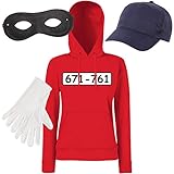 Shirt-Panda Damen Hoodie Panzerknacker Kostüm + Cap + Maske + Handschuhe Verkleidung Karneval SET05 Hoodie/Cap/Maske/Handschuhe M