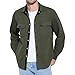 Ymosrh Man Casual Quilted Shirt Jacket Long Sleeve Button Down Overshirt Lightweight Shacket with Pockets Casual Jackets for Men Fashion Light Winter Jackets Clothes (XL, Army Green)