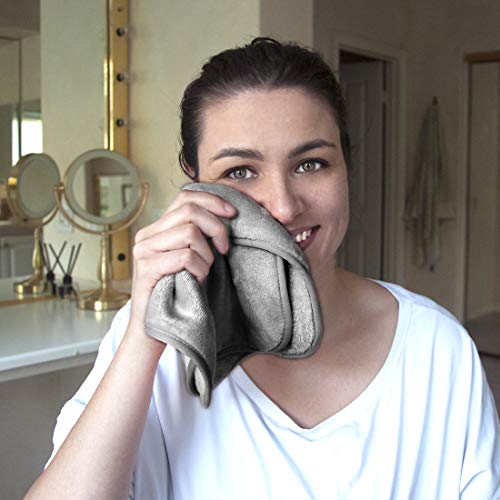Image of Eurow Reusable Makeup Remover Cloths, Soft Microfiber Face Towels for All Skin Types, Chemical-Free, Protective, Machine Washable, Gentle & Effective Facial Cleansing, 8 inchx16 inch, Gray, 2-Pack