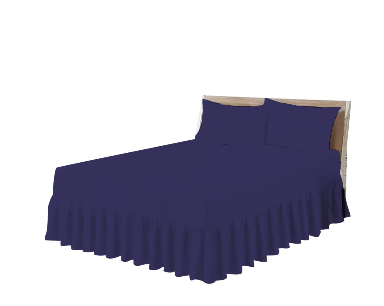 HOME ACE Navy Easy Iron Double Fitted Sheet, Poly Cotton Double Bed Valance