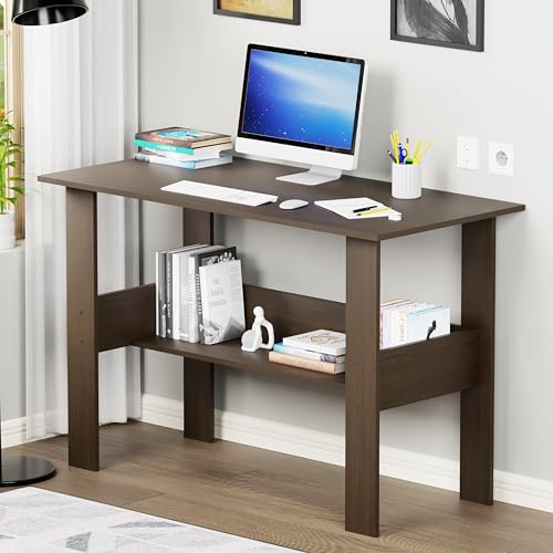Lukzer Engineered Wood Computer Desk with One Tier Shelves | ST-004/Wenge | Laptop Study Table for Office Home Workstation Writing Modern Desk (90 x 5