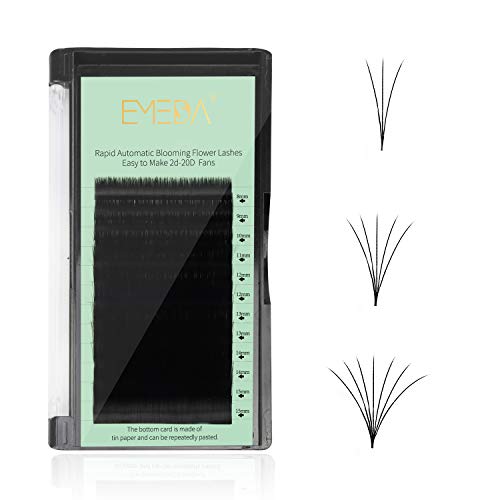 EMEDA Wimper Extensions Easy Fan Russische wimpers D Curl .10 8-15 Mixed Premade Volume wimpers Self Fanning wimpers 2D 3D 6D 8D 10D 20D Easy Fanning Lash Extensions voor salon Make-up (0.10 D mix)