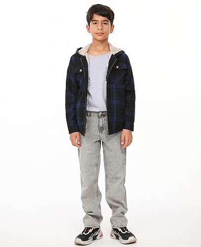 Image of ZENTHACE Boys Sherpa Fleece Lined Flannel Jacket
