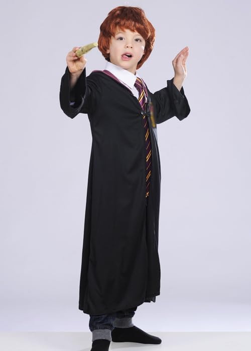 Struts Ron Weasley Boys Costume with Kids Wizard Robe and Wig (S 3-4 years)