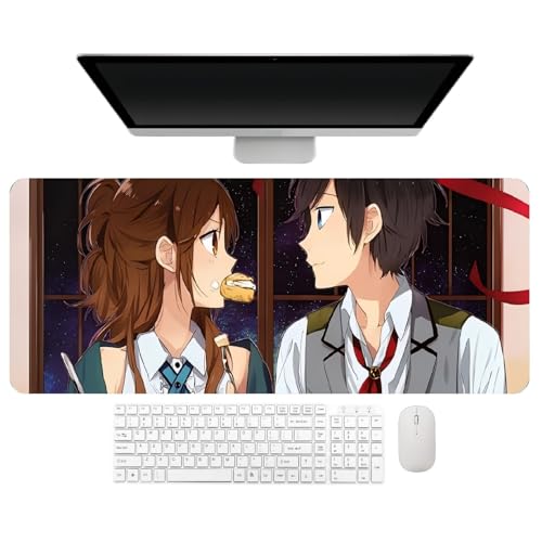 4 mm de espesamiento. Anime Horimiya Hori Kyoko Miyamura Izumi Yoshikawa Yuki Alfombrilla De Ratón, Alfombra De Teclado, 31.5×11.8×1.6 inch (800×300×4 mm), Impresión HD, Caucho Natural