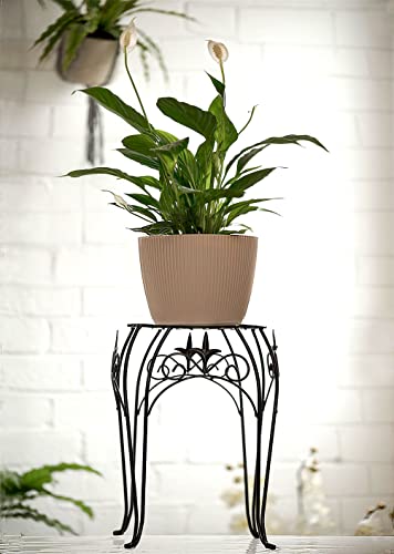 Home Garden Ornaments Decorative Small Plant Pots Indoor - Striped Indoor Plant Pot for Home and Garden (Diameter 15.5cm, Taupe) - Image 4