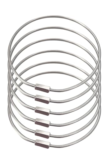 CrocSee 6 Pack Threaded Locking Key Rings (Diameter 3''), Stainless Steel Screw Lock Keychain Bangle, Big Large Keyring Holder Organizer Heavy Duty