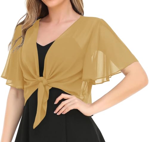 Image of Women's Solid Puff Sleeve Kimono Short Cardigan Loose Cover Up Casual Blouse Top Chiffon