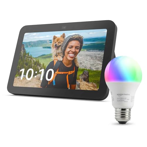 【セット買い】Echo Show 8 (第3世代) チャコール + Amazonベーシック スマートLED電球 (E26・60W形相当 800lm・調光・調色タイプ)