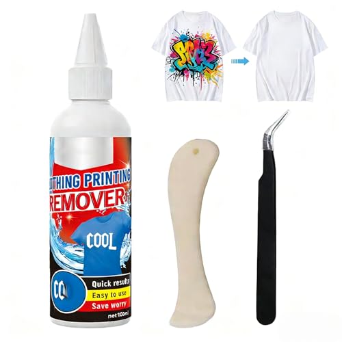 DTF Remover para Camisetas,Quita Adhesivos,Eliminador de Estampados de Ropa,Removedor Impresión,Removedor de Flocado Textiles,con Raspador y Pinzas,Perfecto para Eliminar Impresiones de Textiles