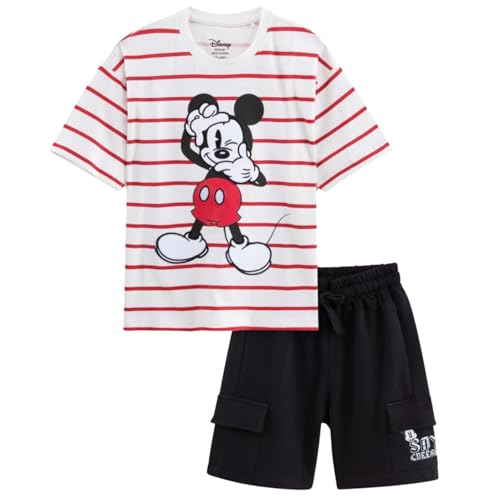 Image of Nap Chief Kids Cotton Mickey & Friends Printed Co ord Sets for Boys & Girls, T Shirt and Shorts for Casual Wear