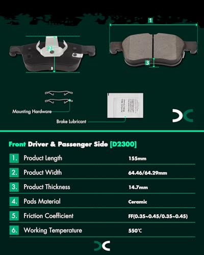 Image of SCITOO D2300 D1833 Front & Rear Ceramic Brake Pad Sets 2021 For Ford For Bronco Sport,2020-2022 For Escape,2022-2023 For Maverick,2020-2022 For Lincoln For Corsair
