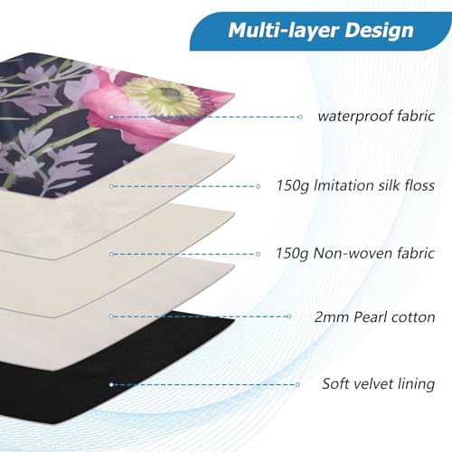 Funda para portátil 13-14 pulgadas con diseño floral morado miniatura 4