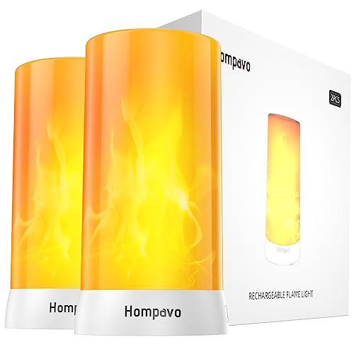 Hompavo HPFLBT-ANJIAN2 [Upgraded] Led Flame Lights, 4-Mode Rechargeable Battery Operated Flameless Candles, Waterproof Pillar Flickering Lanterns For Living Room Bathroom Patio Wedding Party Halloween Home Decor cover