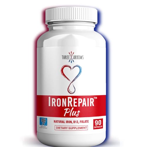 Image of Iron Repair Plus Natural Iron Supplement Methyl B-12 & Folate, 90 Capsules | Best absorption, gentle on stomach, Monash Low FODMAP, supports raise Hemoglobin & Ferritin for women, teens & pregnancy