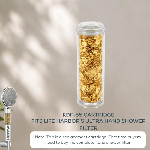 Image of Life Harbor Hand Shower Filter for Hard Water | 15 Stage Purifier | Shower Head Water Softener for Hair Fall, Dry Skin | 2X Active Filtration Media (Cartridge: KDF 55)