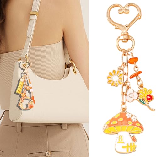 Porte-clés champignon léger et robuste avec perles de blé - 2
