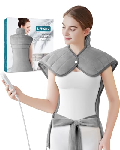 Heating Pad for Neck and Shoulders and Back, 2.7lb Weighted Heating Pad for Back Pain Relief and Cramps, Christmas Gifts for Women Men Mom Dad, Stocking Stuffers, 6 Heat Settings, 4 Auto-Off, 22"x35"
