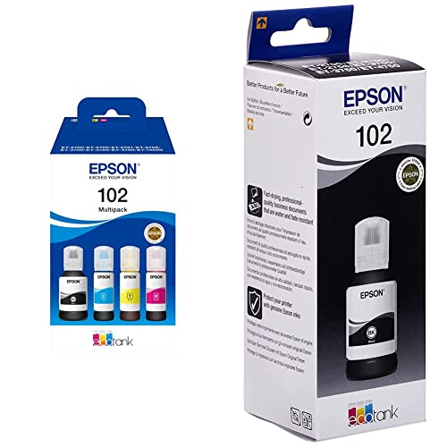 Bouteille ECOTANK Epson 102 CMJN pour ET2700 et cartouche d'encre C13T03R140