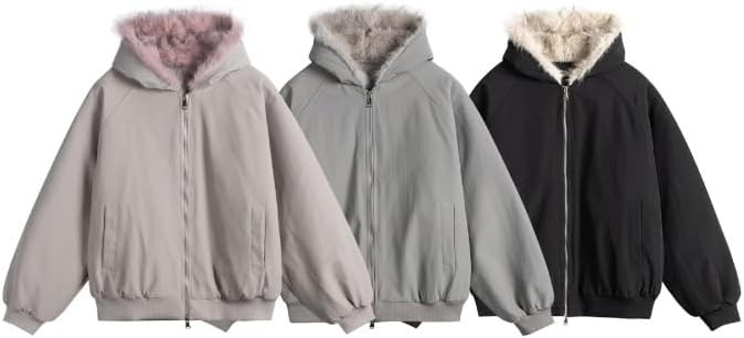 Plush Collar Retro Cotton Padded Jacket with Loose Commuting