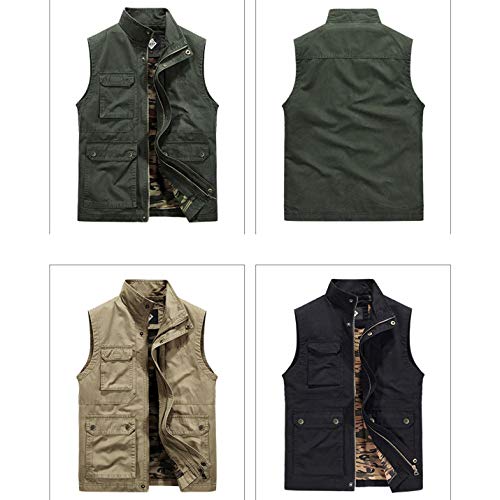 Flygo Mens Utility Cotton Canvas Duck Safari Fishing Vest Jacket Outerwear2