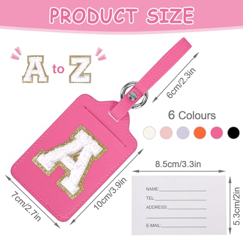 Initial Luggage Tags for Suitcases, Cute Letter Luggage Bag Suitcase Identifier Name Baggage Tag, PU Leather Travel Luggage Tags, Bag Tags for Men Women Kids Luggage Handbags(Rosered-White A)2