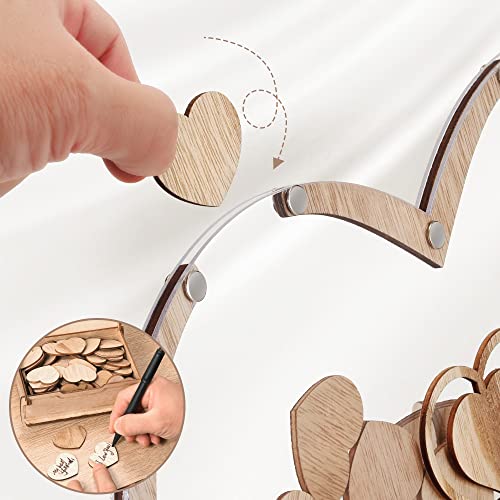 Wedding Guest Book, Arespark Wooden Hearts Wedding Decoration Set, 100 Wooden Heart, Storage Box, 2 Marker Pens, 2 Light Bars - Image 2