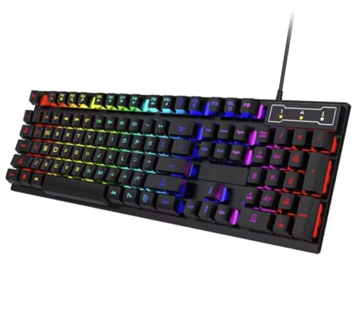 Tastiera Gaming RGB da gioco, USB, Anti-ghosting, Tastiera Retroilluminata LED Keyboard USB per PC/Computer/Laptop -...