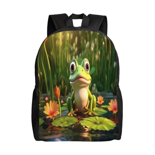 Unisex Backpack Frog Water Lily Pads 16Inch Lightweight Backpack Gym Casual Daypack for Women Men Gift