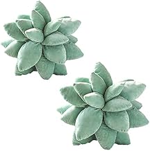 2Pack 3D Succulents Cactus Pillow, Cute Throw Pillows, Succulent Plush Green Flower Pillow, Plant Shaped Pillow, Novelty Succulent Pillows Decorative for Home Bedroom Room Decor (Dark Green)