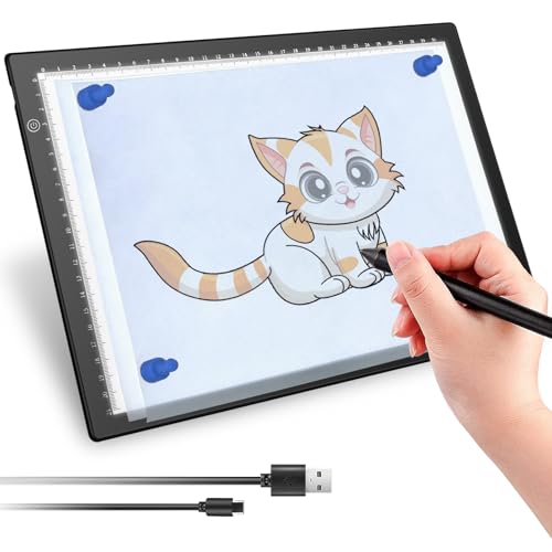 Led Light Box A4 Tracing Drawing Board Diamond Painting Light Box with 3 Adjustable Brightness LED Light Pad for Drawing, X-ray Viewing, Ultra-Thin, Power by Type-C Cable
