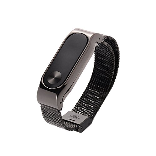 Ollivan - Braccialetto Xiaomi Mi Band 2, cinturino di metallo per Mi Band 2, nero, Metal