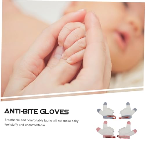 Infant Thumb Sucking Guard Gloves 4-Piece Set of Breathable Finger Protective Gloves for Babies Anti Sucking Protector for Infants3