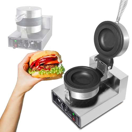 JYHHGDS Elektryczna gofrownica do burgerów do domu, 1200 W, komercyjna prasa do kanapek z powłoką zapobiegającą przywieraniu, z funkcją sterowania czasem, 220 V