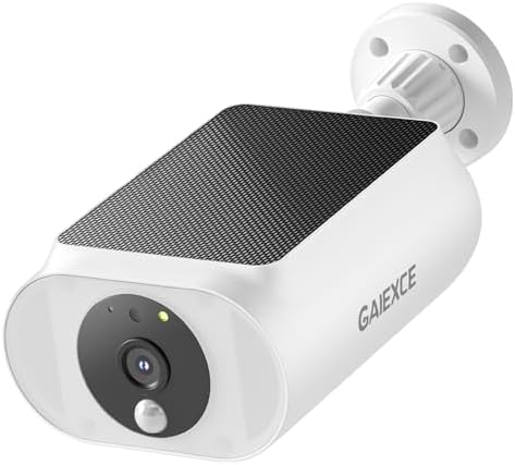 Solar Security Camera, Wireless Security Camera Outdoor, 2K with Integrated Solar Panel, Night Vision, Continuous Power, 2.4/5 GHz Wi-Fi, for Surveillance, Compatible with Alexa